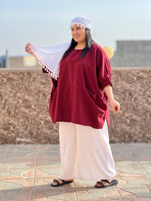 شومیز زنانه برکه رنگ زرشکی