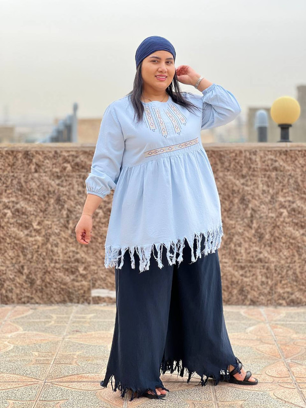 شومیز زنانه لنا رنگ آبی آسمانی