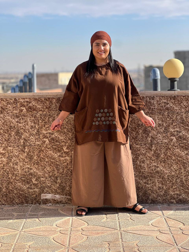 شومیز زنانه باران رنگ قهوهای