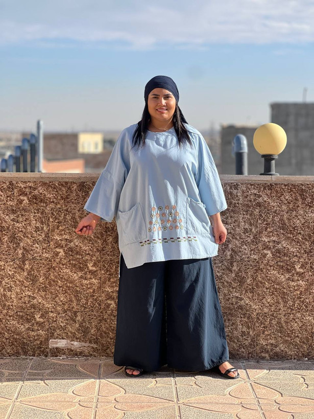 شومیز زنانه باران رنگ آبی آسمانی