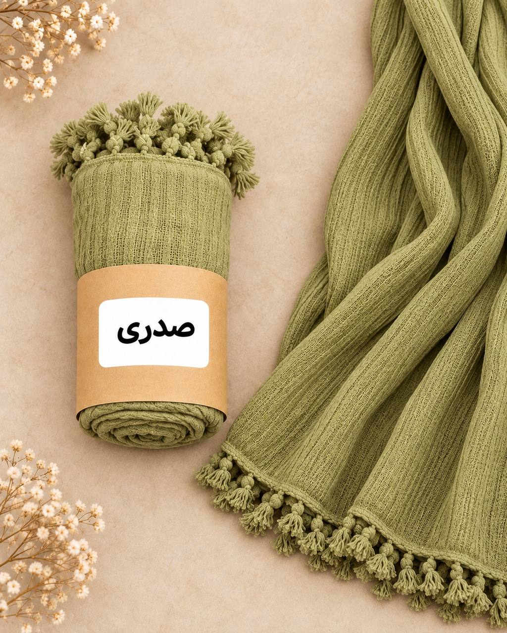 شال کنفی منگوله دار